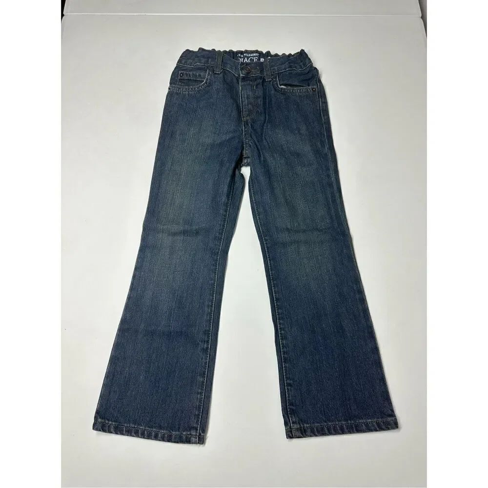 NWT The Children's Place Bootcut Jeans Boys Size 5T Dark Blue Adjustable Waist